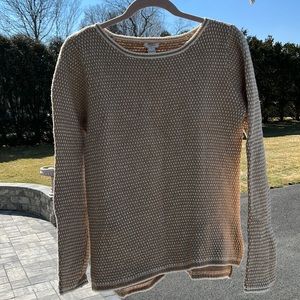 Tan and white knit j crew sweater